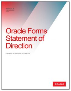 Oracle Forms statement of direction Oct 2019