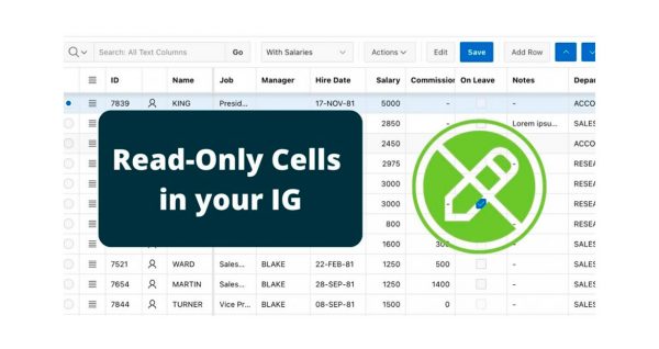 When the Allowed Row Operations Column setting just doesn't cut it, check out Elisabeth's trick to make specific cells of your Interactive Grid read only.